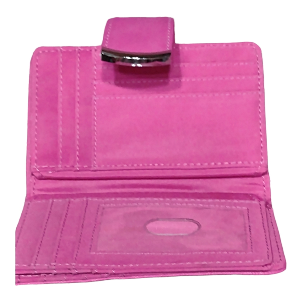 Pink Man Made Material Womens Wallet Billfold Accessory with Buckle and Snap - Picture 9 of 13
